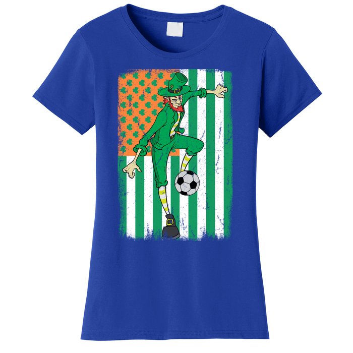 Soccer Player Leprechaun Irish American Flag St Patricks Day Gift Women's T-Shirt