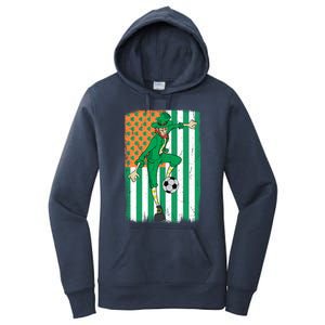 Soccer Player Leprechaun Irish American Flag St Patricks Day Gift Women's Pullover Hoodie