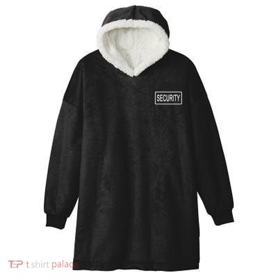 Security Pocket Logo Back And Front Hooded Wearable Blanket