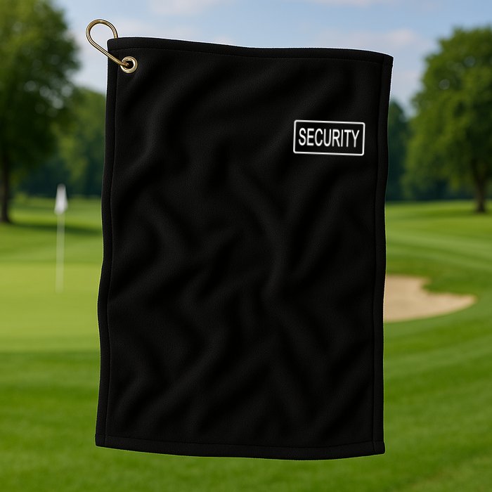 Security Pocket Logo Back And Front Golf Towel