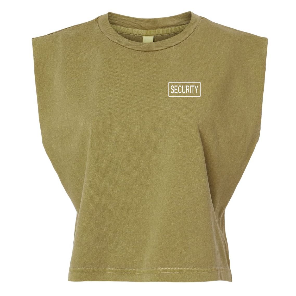 Security Pocket Logo Back And Front Garment-Dyed Women's Muscle Tee
