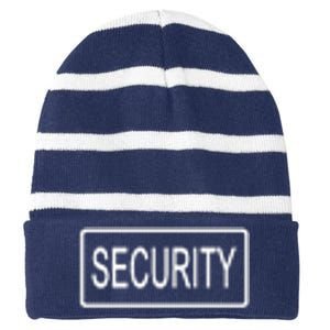 Security Pocket Logo Back And Front Striped Beanie with Solid Band