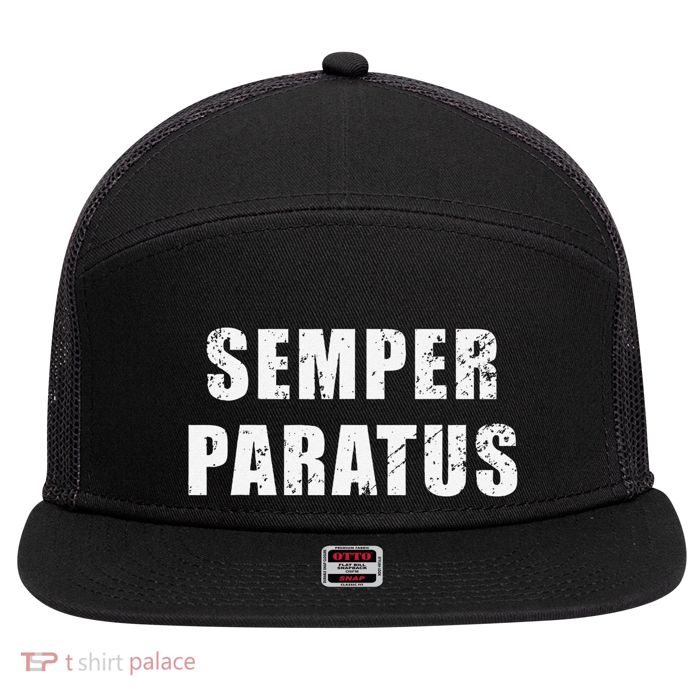 Semper Paratus Latin Phrase Meaning Always Ready 7 Panel Mesh Trucker Snapback Hat