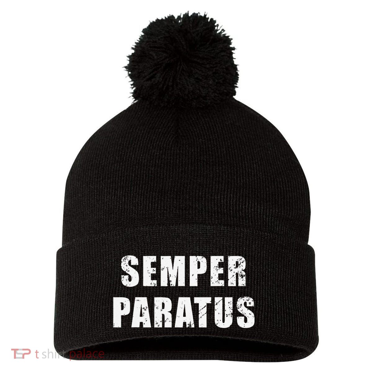 Semper Paratus Latin Phrase Meaning Always Ready Pom Pom 12in Knit Beanie