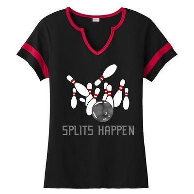 Splits Happen Bowling Ladies Halftime Notch Neck Tee