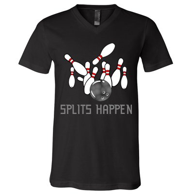 Splits Happen Bowling V-Neck T-Shirt