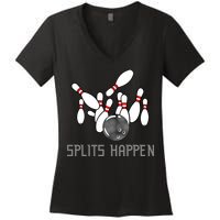 Splits Happen Bowling Women's V-Neck T-Shirt