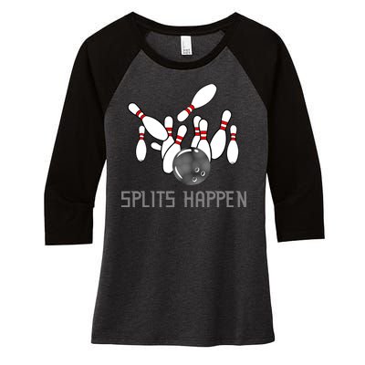 Splits Happen Bowling Women's Tri-Blend 3/4-Sleeve Raglan Shirt