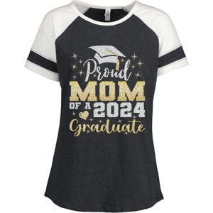 Super Proud Mom Of 2024 Graduate Awesome Family College Enza Ladies Jersey Colorblock Tee