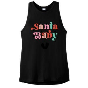 Santa Pregnant Mama Christmas Pregnancy Announcet Gift Ladies PosiCharge Tri-Blend Wicking Tank