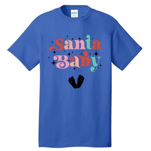 Santa Pregnant Mama Christmas Pregnancy Announcet Gift Tall T-Shirt