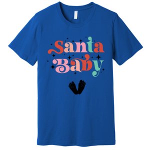 Santa Pregnant Mama Christmas Pregnancy Announcet Gift Premium T-Shirt