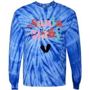 Santa Pregnant Mama Christmas Pregnancy Announcet Gift Tie-Dye Long Sleeve Shirt