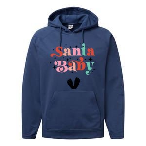 Santa Pregnant Mama Christmas Pregnancy Announcet Gift Performance Fleece Hoodie