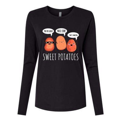 Sweet Potato Motivation Root Vegetable Camote Vegetarian Womens Cotton Relaxed Long Sleeve T-Shirt