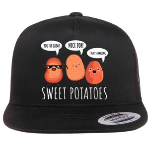 Sweet Potato Motivation Root Vegetable Camote Vegetarian Flat Bill Trucker Hat