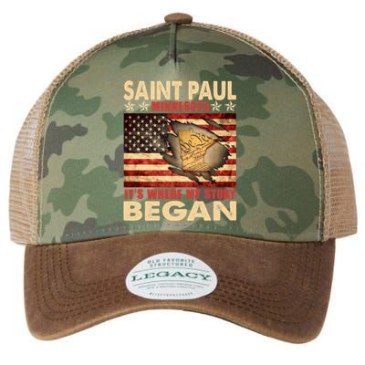 Saint Paul Minnesota Usa Flag 4th Of July Gift Legacy Tie Dye Trucker Hat