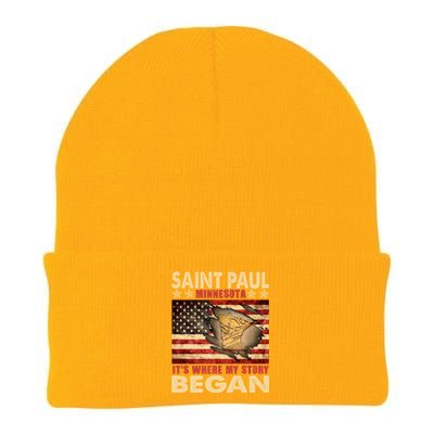 Saint Paul Minnesota Usa Flag 4th Of July Gift Knit Cap Winter Beanie