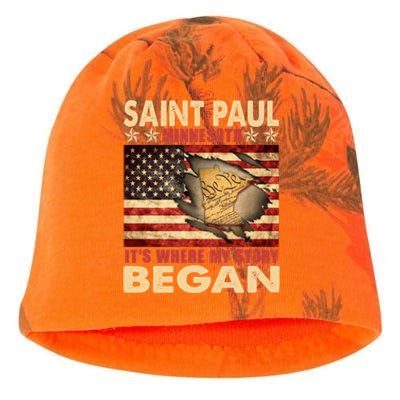 Saint Paul Minnesota Usa Flag 4th Of July Gift Kati - Camo Knit Beanie