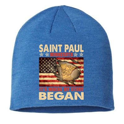 Saint Paul Minnesota Usa Flag 4th Of July Gift Sustainable Beanie