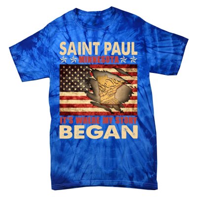 Saint Paul Minnesota Usa Flag 4th Of July Gift Tie-Dye T-Shirt