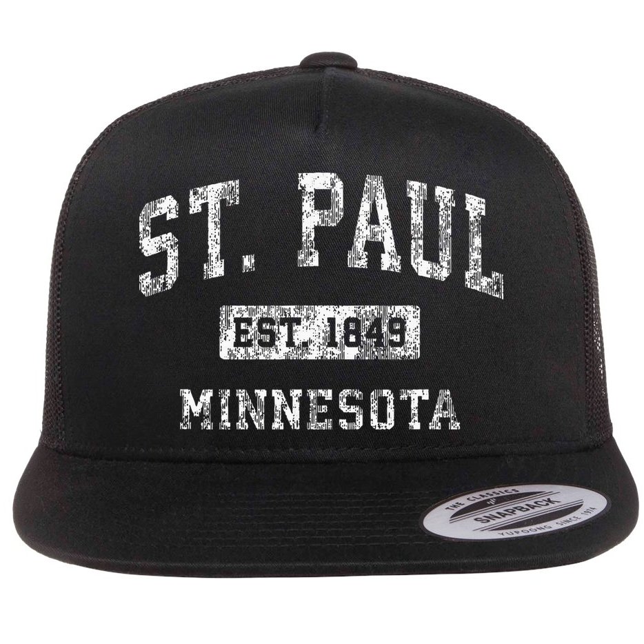 St. Paul Minnesota Mn Vintage Established Sports Flat Bill Trucker Hat