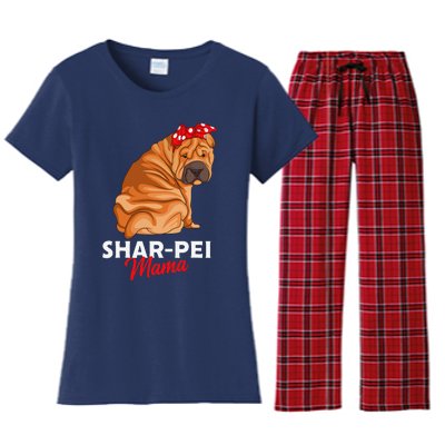 Shar Pei Mama Dog Mom Owner Funny Gift Women's Flannel Pajama Set