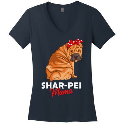 Shar Pei Mama Dog Mom Owner Funny Gift Women's V-Neck T-Shirt