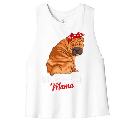 Shar Pei Mama Dog Mom Owner Funny Gift Women's Racerback Cropped Tank