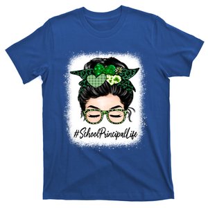 School Principal Messy Bun St Patrick's Day Shamrock Gift T-Shirt