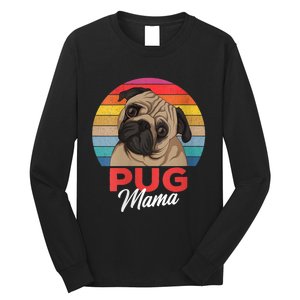 S Pug Mama Cute Dog Mom Funny Girls Gift Vneck Long Sleeve Shirt