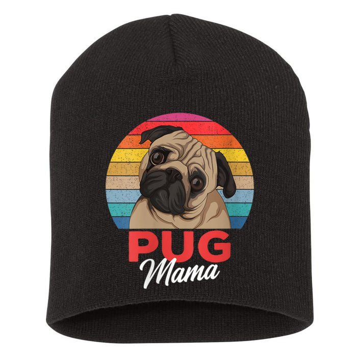 S Pug Mama Cute Dog Mom Funny Girls Gift Vneck Short Acrylic Beanie