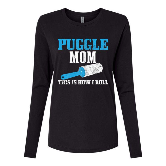 S Puggle Mom Dog Hair Funny Puggle Mama Womens Cotton Relaxed Long Sleeve T-Shirt