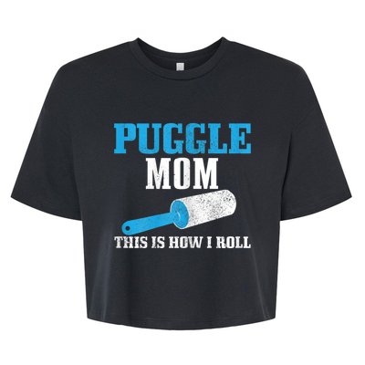 S Puggle Mom Dog Hair Funny Puggle Mama Bella+Canvas Jersey Crop Tee