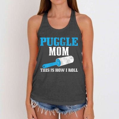 S Puggle Mom Dog Hair Funny Puggle Mama Women's Knotted Racerback Tank