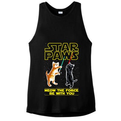 Star Paws Meow The Force Be With You Ladies PosiCharge Tri-Blend Wicking Tank