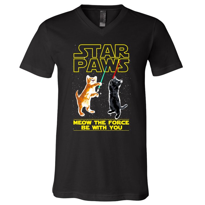 Star Paws Meow The Force Be With You V-Neck T-Shirt