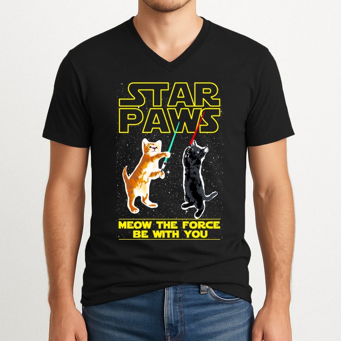 Star Paws Meow The Force Be With You V-Neck T-Shirt