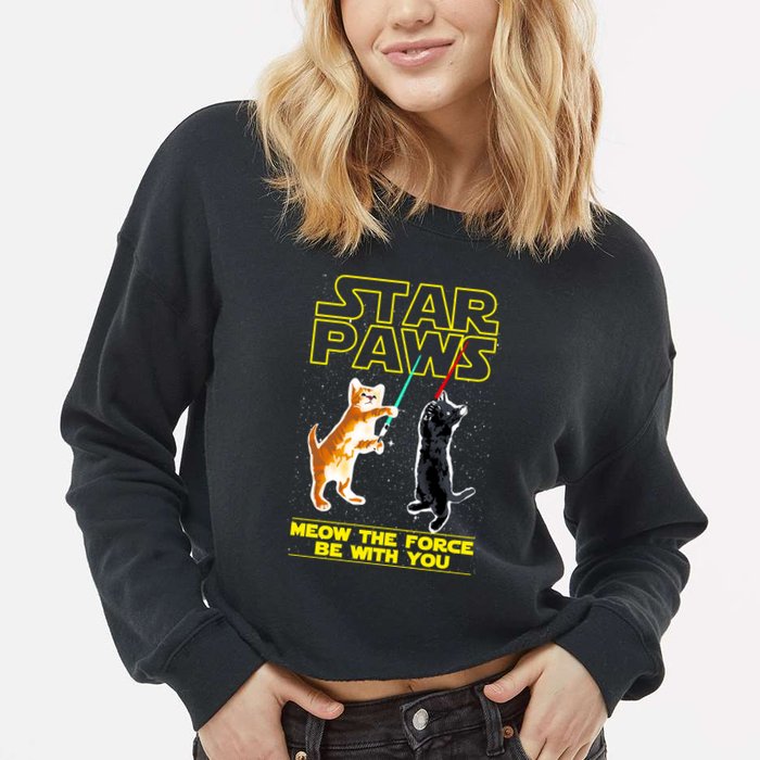 Star Paws Meow The Force Be With You Cropped Pullover Crew