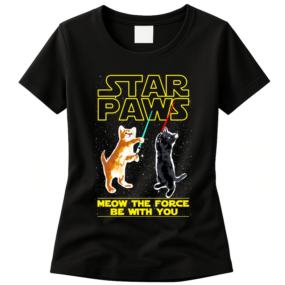 Star Paws Meow The Force Be With You Womens T-Shirt