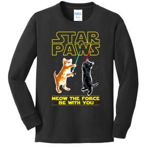 Star Paws Meow The Force Be With You Kids Long Sleeve Shirt