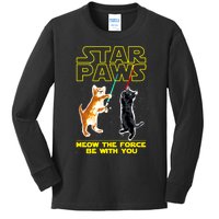 Star Paws Meow The Force Be With You Kids Long Sleeve Shirt