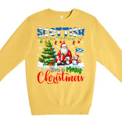 Scottish Proud Merry Christmas Tree Santa Funny Family Gift Premium Crewneck Sweatshirt