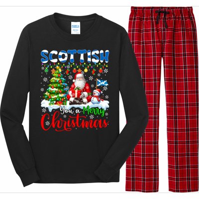 Scottish Proud Merry Christmas Tree Santa Funny Family Gift Long Sleeve Pajama Set