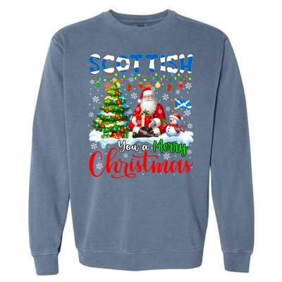 Scottish Proud Merry Christmas Tree Santa Funny Family Gift Garment-Dyed Sweatshirt