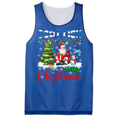 Scottish Proud Merry Christmas Tree Santa Funny Family Gift Mesh Reversible Basketball Jersey Tank