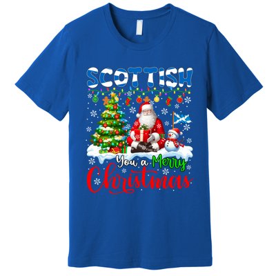 Scottish Proud Merry Christmas Tree Santa Funny Family Gift Premium T-Shirt