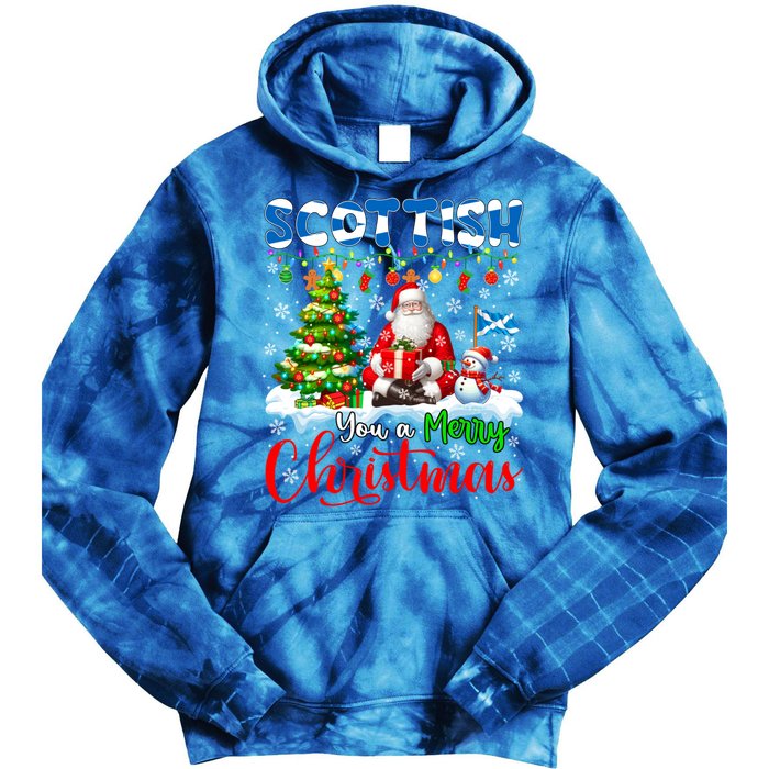 Scottish Proud Merry Christmas Tree Santa Funny Family Gift Tie Dye Hoodie