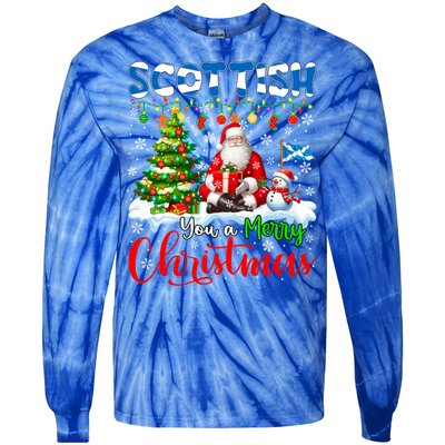 Scottish Proud Merry Christmas Tree Santa Funny Family Gift Tie-Dye Long Sleeve Shirt