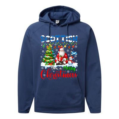 Scottish Proud Merry Christmas Tree Santa Funny Family Gift Performance Fleece Hoodie